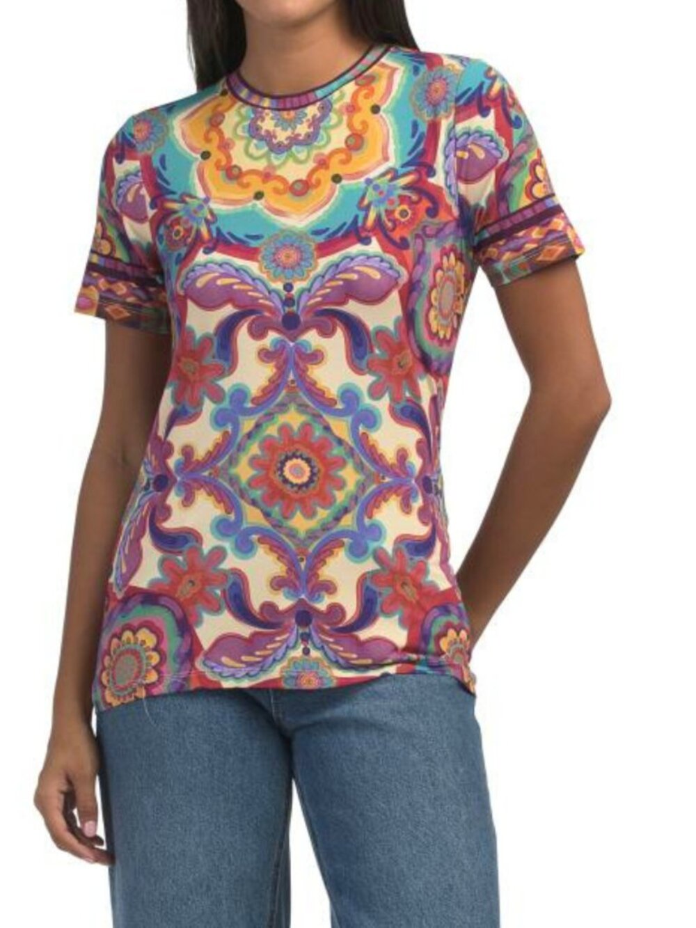 Johnny Was Janie Favorite Paisley Tee Shirt SMALL Short Sleeve Crew Neck T-Shirt